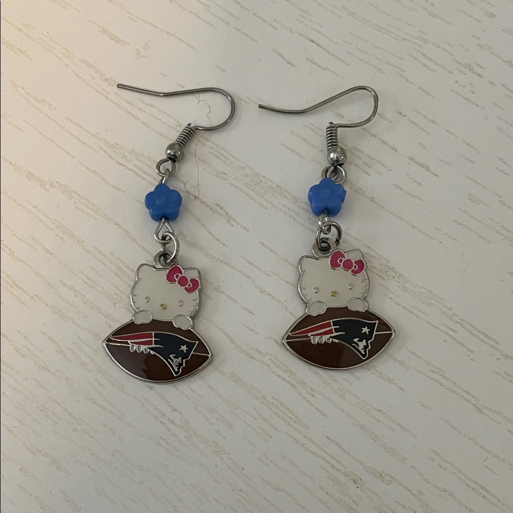 Hello Kitty New England Patriots Football Charm Earrings